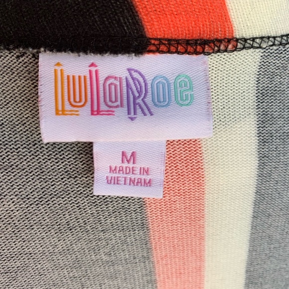 NWT LuLaRoe Cardigan M Stripe Caroline Orange Open Front Pockets Thanksgiving - Picture 6 of 10